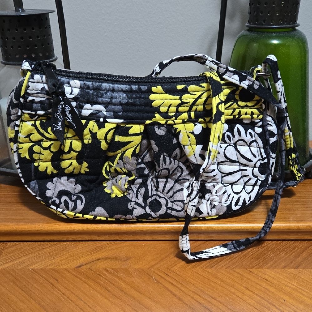 Vera Bradley Black and Yellow Artistic Shoulder Bag
